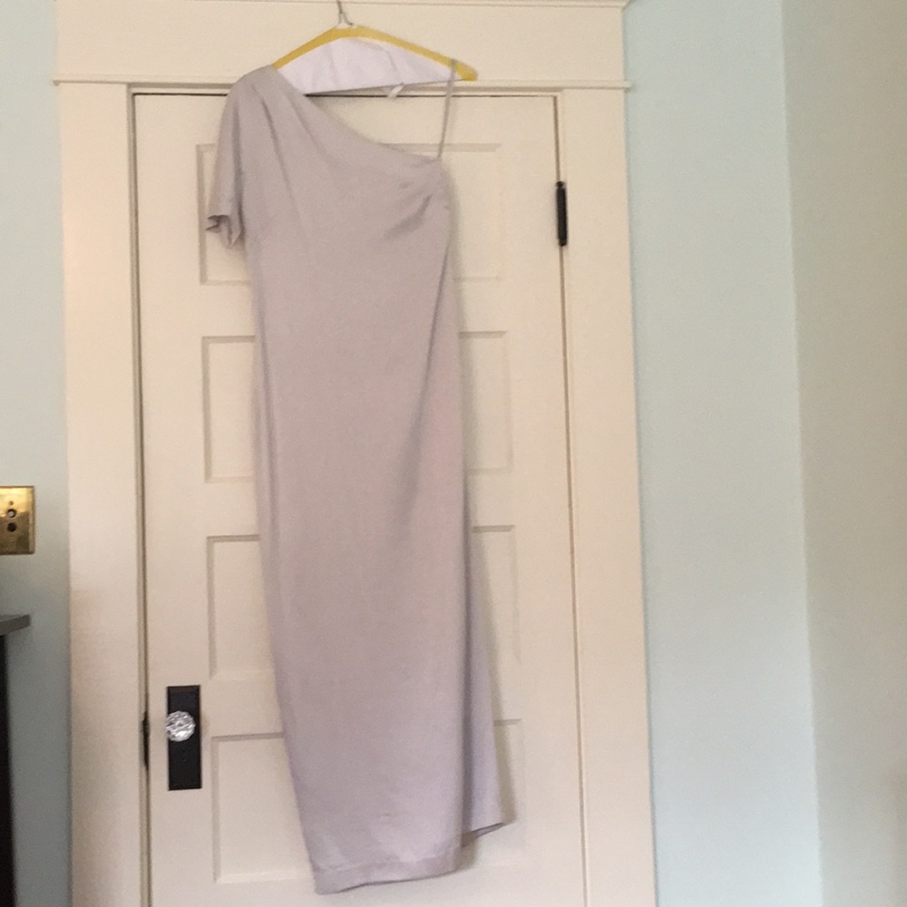 Elegant silver silk banana republic dress